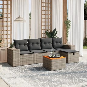vidaXL 6 pcs conjunto sofás de jardim com almofadões vime cinzento