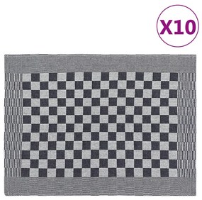 vidaXL Panos de cozinha 10 pcs 50x70 cm algodão preto e branco