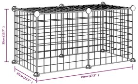 Gaiola p/ animais de estimação com 8 painéis 35x35 cm aço preto