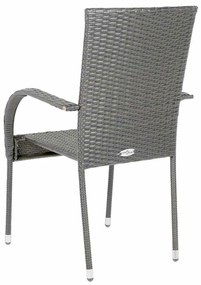 Cadeiras de exterior empilháveis 4 pcs vime PE cinzento