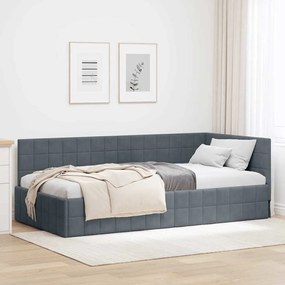 vidaXL Estrutura de Cama de Canto Cinza Escuro 100 cm x 200 cm Veludo