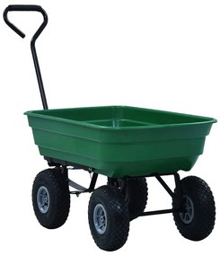 Carrinho de mão basculante para jardim 300 kg 75 L verde