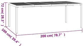 Mesa de jardim 200x100x72 cm aço antracite