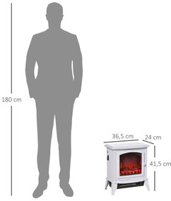 Lareira Elétrica Portátil 1000/2000W com Simulação de Chama Termostato Ajustável e Proteção de Superaquecimento para Salas de até 25m² 36,5x24x41,5cm