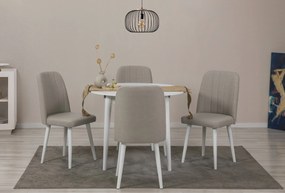 Conjunto de Mesa de Jantar Extensível e Cadeiras Vina – Branco e Creme