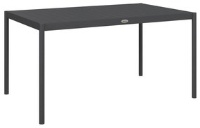 Outsunny Mesa de Jardim Retangular para 6 Pessoas em Alumínio Tampo de Ripas 145x90x74 cm Cinza | Aosom Portugal