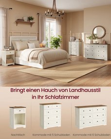 Mesa de cabeceira com tomada, portas USB e gaveta, 40 x 30 x 59 cm, branco e castanho
