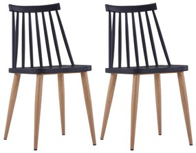 Cadeiras de jantar 2 pcs plástico preto