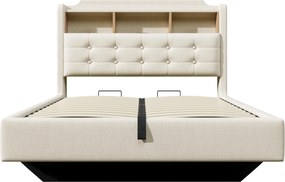 Cama estofada 140 × 200 cm, Bege | AOSOM Portugal
