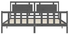 Estrutura de cama com cabeceira 200x200 cm madeira maciça cinza