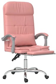 Cadeira escritório massagens reclinável couro artificial rosa