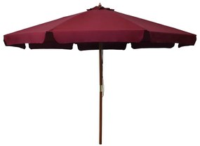 vidaXL Guarda-sol de exterior com poste em madeira 330 cm bordô