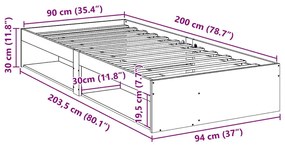 Sofá-cama sem colchão 90x200 cm madeira de pinho maciça