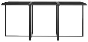 7 pcs conjunto jantar exterior com almofadões vime PE cinzento