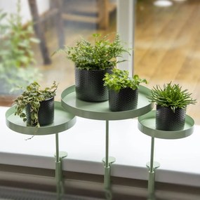 Esschert Design Tabuleiro para plantas redondo com braçadeira S verde