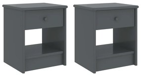 vidaXL Mesas de cabeceira 2pcs 35x30x40cm pinho maciço cinzento-escuro
