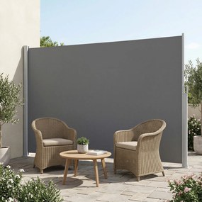 Toldo lateral 180 x 400 cm com caixa em liga de alumínio, extensível, opaco cinzento