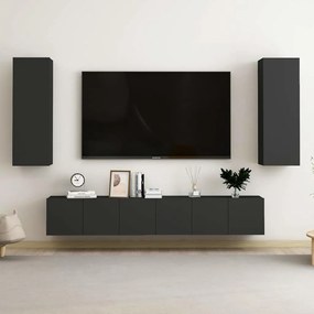 5 pcs conjunto de móveis de TV derivados de madeira preto