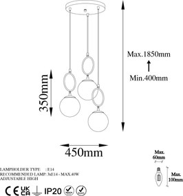 Chandelier Ring – Preto – 45 cm Largura