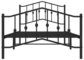 Estrutura de cama com cabeceira e pés 100x190 cm metal preto