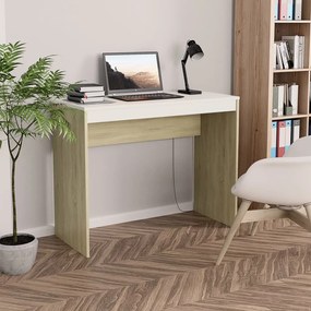 vidaXL Secretária 90x40x72 cm derivados madeira branco/carvalho sonoma