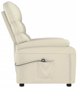 Poltrona reclinável elétrica couro artificial cor creme