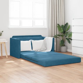 vidaXL Sofá de chão-cama 2 em 1 Azul 124x204x61 cm Veludo