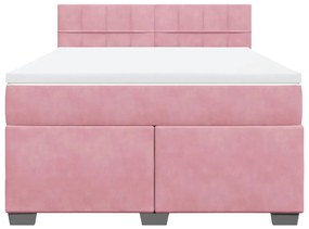 Cama com molas/colchão 140x200 cm veludo rosa