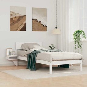 vidaXL Estrutura de cama com mesas de cabeceira com cabeceira Branco
