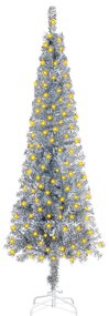 3078012 vidaXL Árvore de Natal fina com luzes LED 240 cm prateado