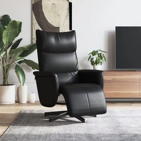 356589 vidaXL Cadeira reclinável com apoio de pés couro artificial preto
