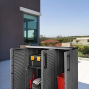 vidaXL Móvel de arrumação para jardim 102x37x84 PP cinzento e preto