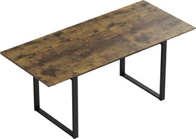 HOMCOM Mesa de jantar extensível 140-180 cm para 6-8 pessoas, retangular em design industrial com estrutura em aço, aparência de madeira tigre | Aosom Portugal