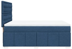 Cama com molas/colchão 160x200 cm tecido azul