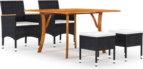 vidaXL 5 pcs conjunto de jantar para jardim preto