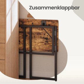 Secretária dobrável 80 x 40 x 74 cm, mesa dobrável, secretária com cantos arredondados castanho