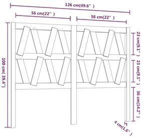 Cabeceira de cama 126x4x100 cm pinho maciço cinzento