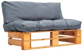 vidaXL Sofá de paletes para jardim com almofadões cinzentos pinho