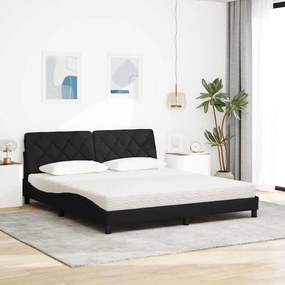 Cama com colchão 180x200 cm tecido preto