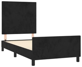 Estrutura de cama sem colchão 100x200 cm veludo preto