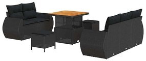 Conjunto de Sofá de Jardim vidaXL de 8 Peças com Almofadas Preto Vime
