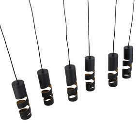 Moderne hanglamp zwart 6-lichts - Stream Moderno