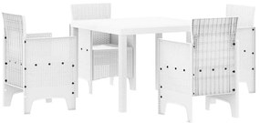 Conjunto de Jantar Jardim Branco 5 pcs Branco Vime de resina