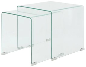 vidaXL Conjunto mesas de encastrar 2 pcs vidro temperado transparente