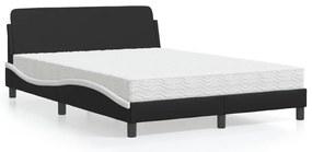Cama com colchão 120x200 cm couro artificial preto e branco