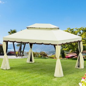 Pérgola de Jardim 4x3m Pérgola de Alumínio com Teto com Ventilação 4 Cortinas Laterais 4 Telas Mosquiteiras e 8 Orifícios de Drenagem para festas Even