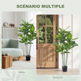 Planta artificial Calathea, altura 150 cm, vaso de cimento, 53 folhas - interior