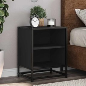 vidaXL Mesa de cabeceira 40x31x50cm derivados de madeira preto e metal