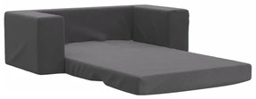 Sofá-cama infantil de 2 lugares pelúcia macia antracite