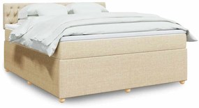 vidaXL Cama com molas/colchão 180x200 cm tecido cor creme